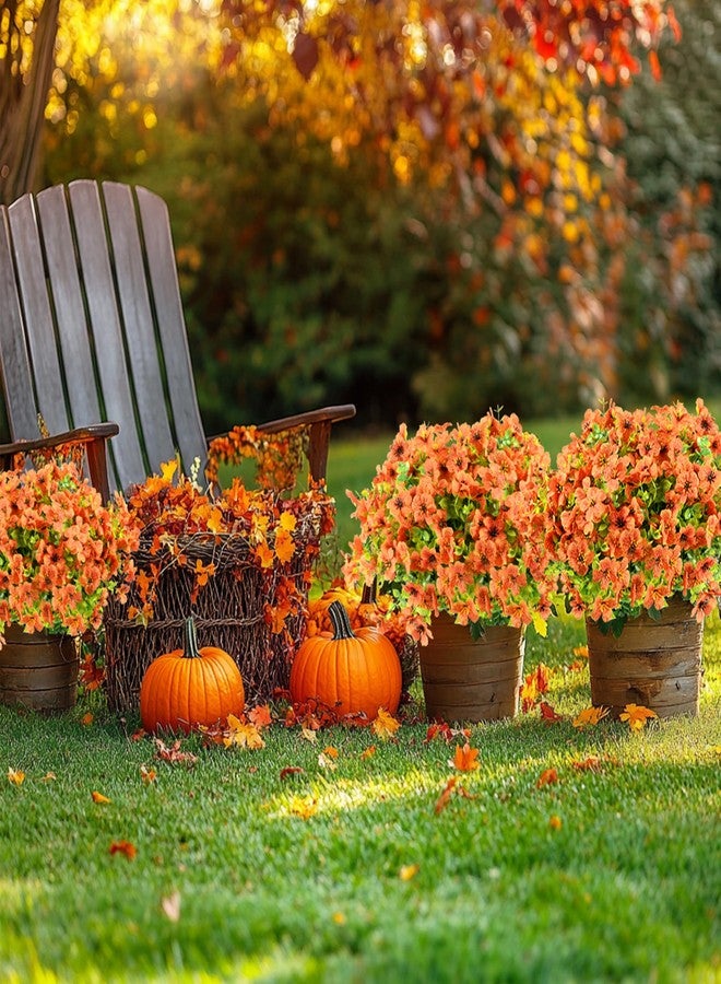 LYLYFAN 12 Bundles Artificial Fall Flowers Faux Mums for Outdoor Decoration Fake Fall Plants Flowers UV Resistant for Front Door Porch Patio Balcony Autumn Decor - Image 3